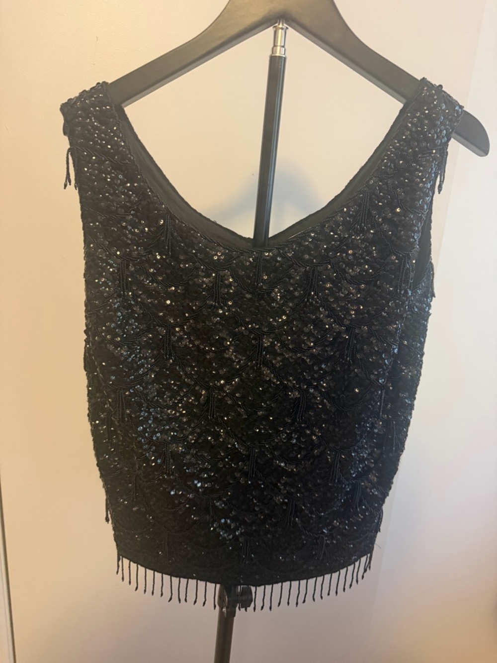 Vintage Black Beaded Top Cocktail Blouse- size 38